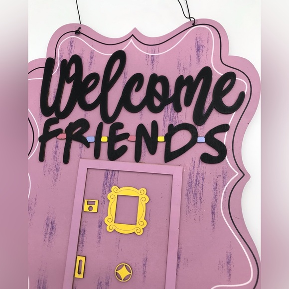 Brand New FRIENDS Welcome Sign “Welcome Friends” Purple Black and Yellow - Picture 2 of 4